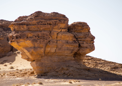 Rock formations that resemble human face in Madain Saleh, Al Madinah Province, Alula, Saudi Arabia