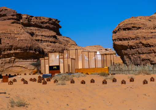 Restaurant in the middle of tombs in Madain Saleh for Tantora festival, Al Madinah Province, Alula, Saudi Arabia