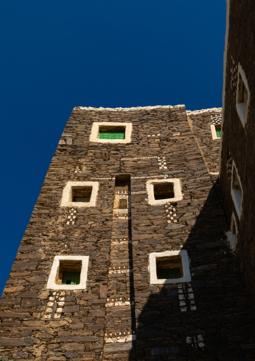 Multi-storey houses made of stones, Asir province, Rijal Alma, Saudi Arabia