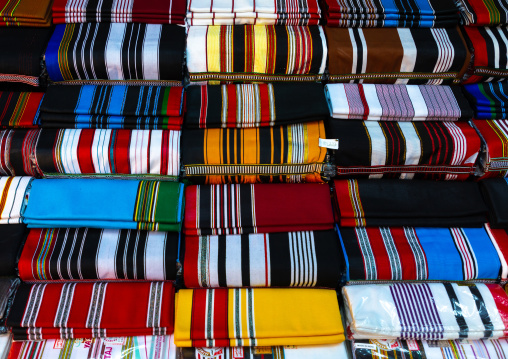 Traditional multi colored futhas now made in India, Jizan province, Addayer, Saudi Arabia