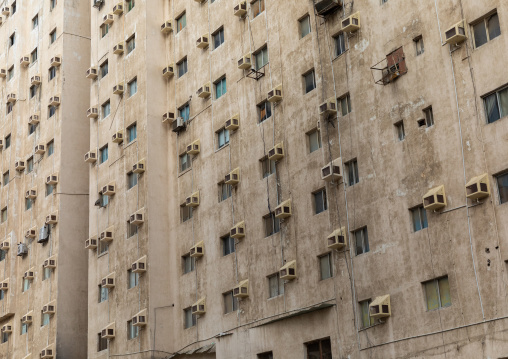 Modern building with many air conditioners, Mecca province, Jeddah, Saudi Arabia