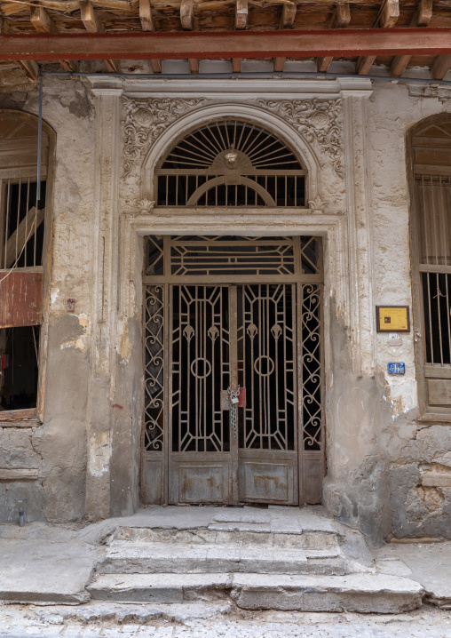 Metallic door of an historic house in the old quarter of al-Balad, Mecca province, Jeddah, Saudi Arabia