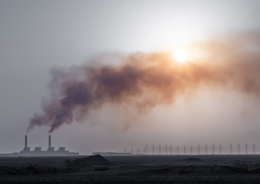 Smoke emitting from seawater desalination plant, Jizan Province, Jizan, Saudi Arabia