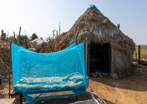 Mosquito net in front of a traditional hut in Tihama coast, Jizan Province, Abu Arish, Saudi Arabia