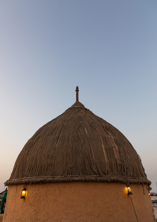 Al Ousha Attiniya house roof made with ropes in heritage village, Jizan Province, Jizan, Saudi Arabia