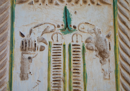 Gypsum decoration of guns in a farasani house, Red Sea, Farasan, Saudi Arabia