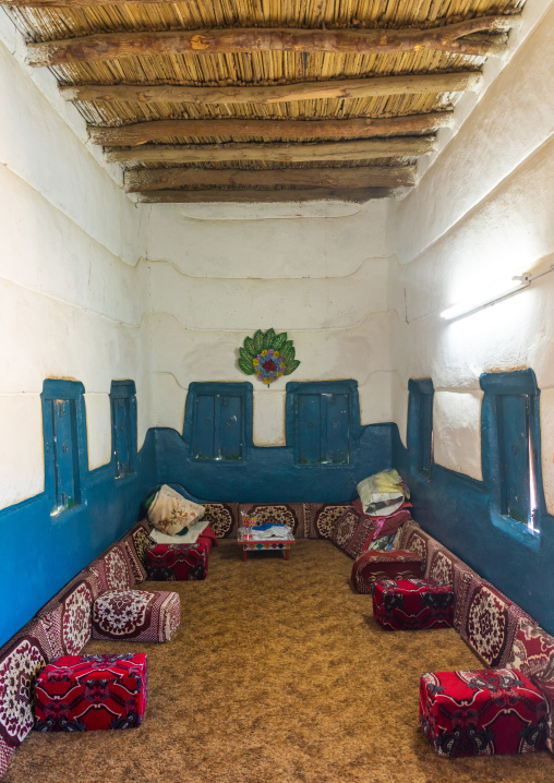 Majlis in a traditional mud house, Najran Province, Najran, Saudi Arabia