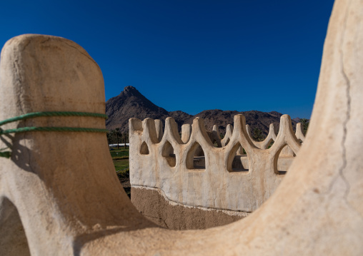 Traditional mud house terrace with crenels, Najran Province, Najran, Saudi Arabia