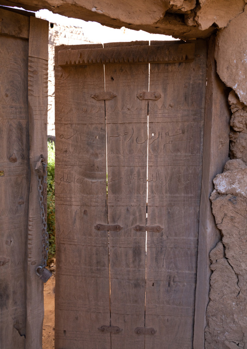 Wooden door of an old asiri house, Asir province, Dhahran Al Janub, Saudi Arabia
