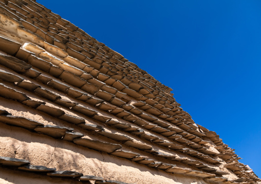 Stone and mud houses with slates, Asir province, Sarat Abidah, Saudi Arabia