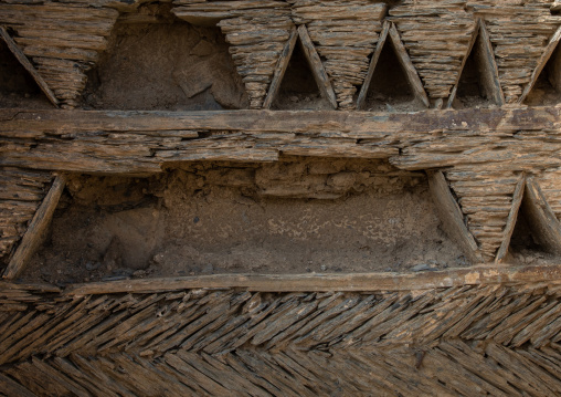 Detail of a stone house in al-Basta disctrict, Asir province, Abha, Saudi Arabia