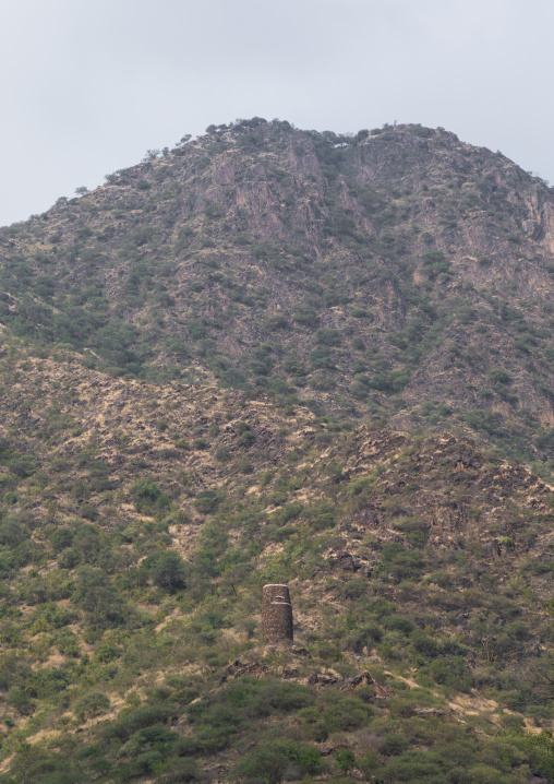 Watchtower in the mountain, Asir province, Rijal Alma, Saudi Arabia