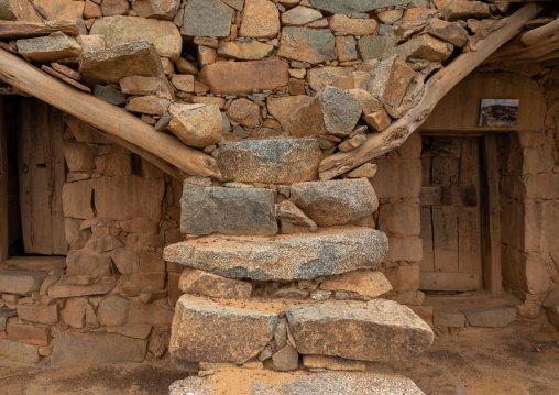 Old stairs built in stones in heritage village, Asir province, Al Olayan, Saudi Arabia