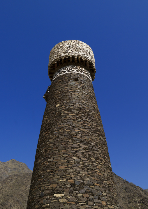 Watchtower made of stones, Rijal Almaa Province, Rijal Alma, Saudi Arabia