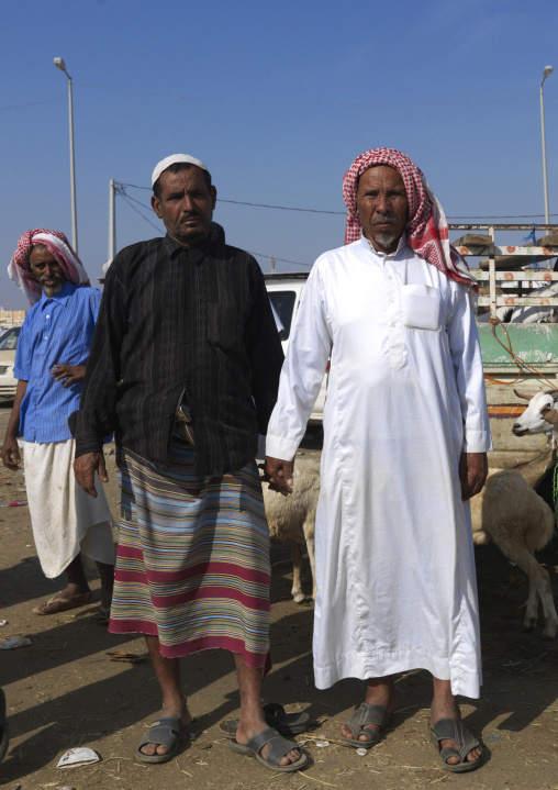 Saudi men in a market, Jizan Province, Sabya, Saudi Arabia