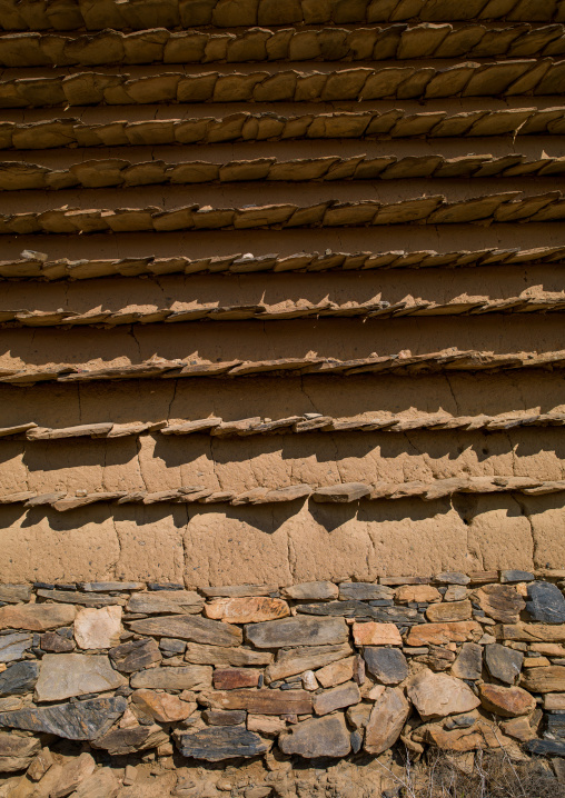 Traditional clay and silt homes in a village, Asir Province, Al Osran, Saudi Arabia