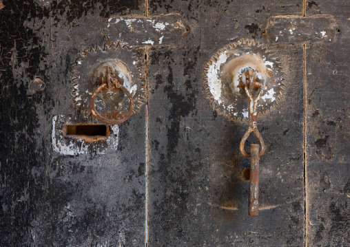 Door knockers in rijal alma traditional village, Asir province, Sarat Abidah, Saudi Arabia