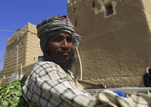 Portrait of a foreign worker in a farm, Najran Province, Najran, Saudi Arabia