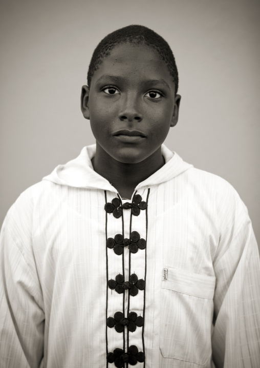 Portrait of a saudi boy with black skin, Najran province, Najran, Saudi Arabia