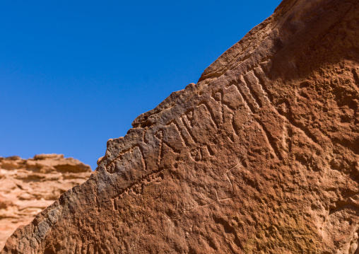 Petroglyphs in qadeer sand stone castle, Al-Jawf Province, Al-Qadeer, Saudi Arabia