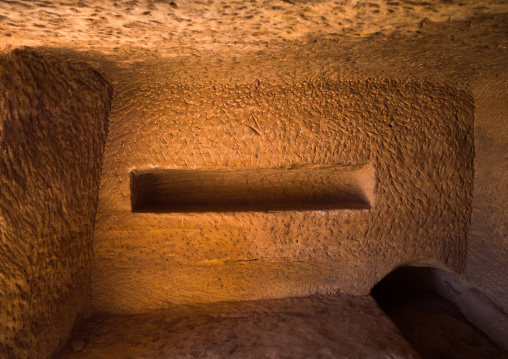 Inside a nabataean tomb in madain saleh archaeologic site, Al Madinah Province, Al-Ula, Saudi Arabia