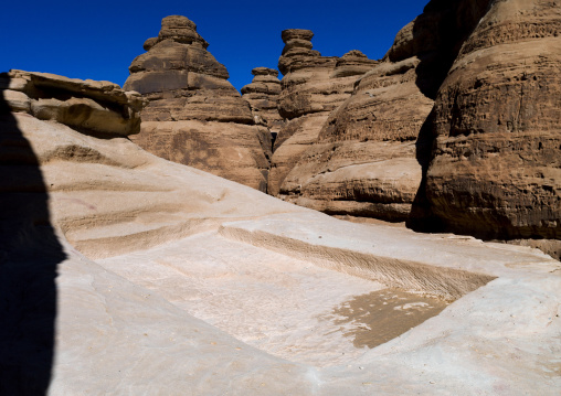 Dry pond in madain saleh archaeologic site, Al Madinah Province, Al-Ula, Saudi Arabia