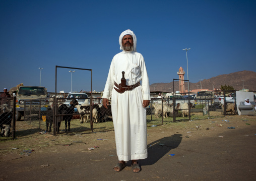 Saudi man in the animal market, Najran Province, Najran, Saudi Arabia