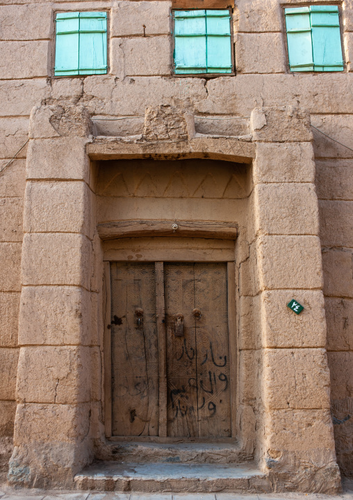 Wooden door of a traditional house, Najran Province, Najran, Saudi Arabia
