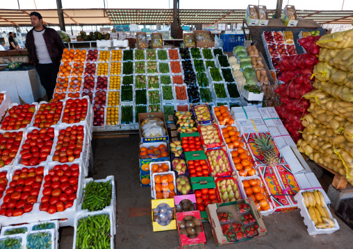 Fruits and vegetables for sale in a market, Al-Jawf Province, Sakaka, Saudi Arabia
