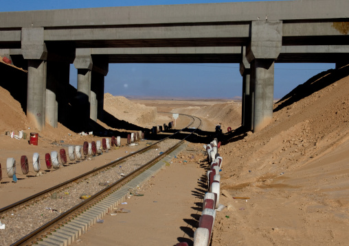 Railway in the desert, Al-Jawf Province, Sakaka, Saudi Arabia