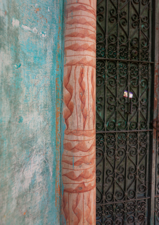 Painted door of an old house, Makkah province, Taif, Saudi Arabia