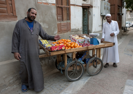 Fruits seller in the street, Mecca province, Jeddah, Saudi Arabia