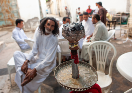Men having a rest in a local cafe, Hijaz Tihamah region, Jeddah, Saudi Arabia