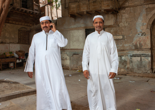 Saudi men in the street, Hijaz Tihamah region, Jeddah, Saudi Arabia