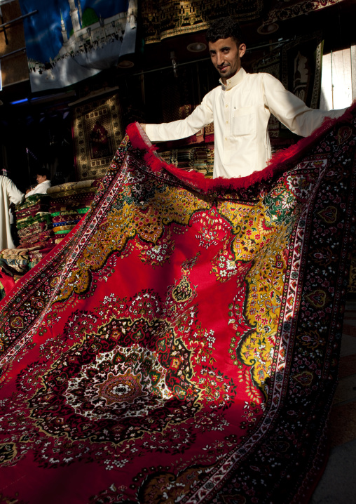 Carpet seller in the souk, Mecca province, Jeddah, Saudi Arabia