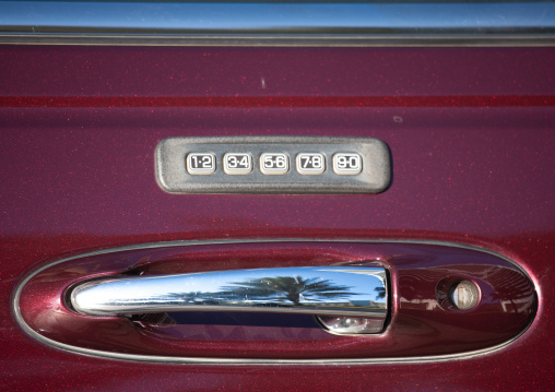 Locker with a code on a car door handle, Riyadh Province, Riyadh, Saudi Arabia