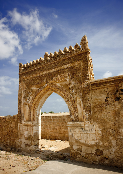 Ottoman old gate with gypsum decoration, Red Sea, Farasan, Saudi Arabia