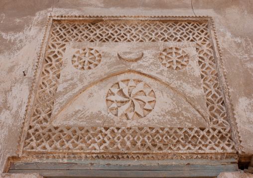 Gypsum decoration of the internal walls of a turkish house, Jizan Region, Farasan island, Saudi Arabia