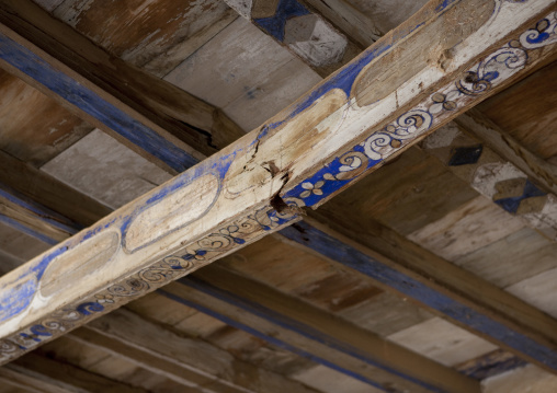 Old ottoman wooden ceiling of a house, Red Sea, Farasan, Saudi Arabia