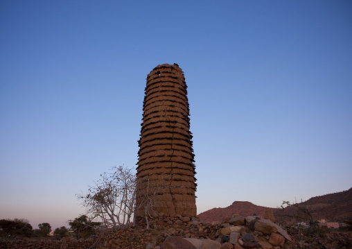 Traditional stone watchtower, Asir province, Sarat Abidah, Saudi Arabia