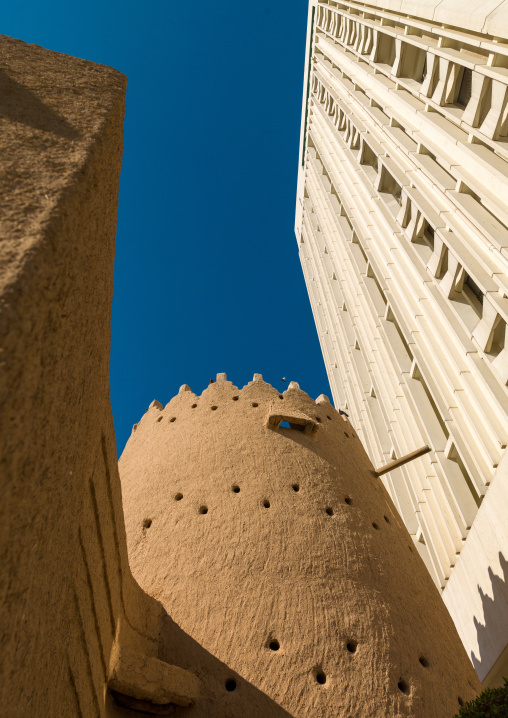 Al masmack palace and a modern building, Riyadh Province, Riyadh, Saudi Arabia