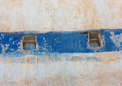 Old windows in a traditional clay houses in a village, Asir Province, Aseer, Saudi Arabia
