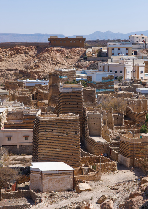 Traditional clay and silt homes in a village, Asir Province, Aseer, Saudi Arabia