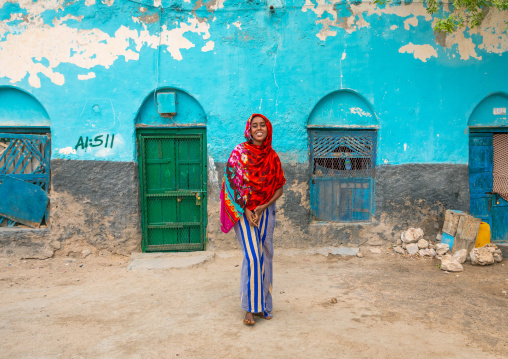 Portrait of a somali young woman in the streets of the old town, Sahil region, Berbera, Somaliland