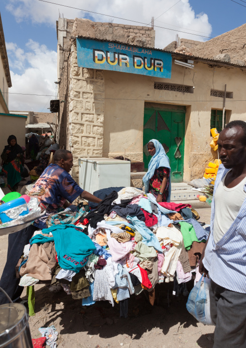 Clothes shops in the market, Woqooyi Galbeed region, Hargeisa, Somaliland