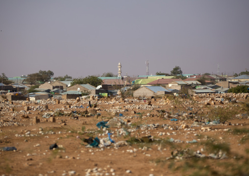 A Muslim Graveyard In A Suburb City Outside Burao With Plastic Bags And Waste, Somaliland