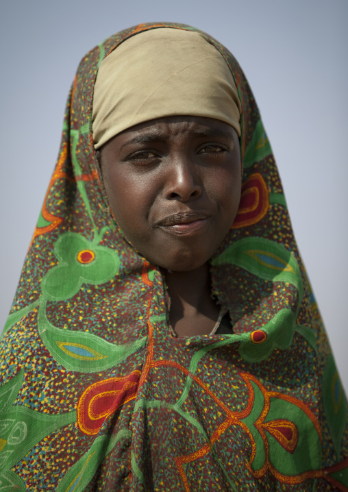 Portrait Of A Teenage Girl Wearing A Patterned Hijab, Burao, Somaliland