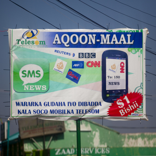 An Advertisement Bilboard For The Telecom Company Tesom, Hargeisa, Somaliland