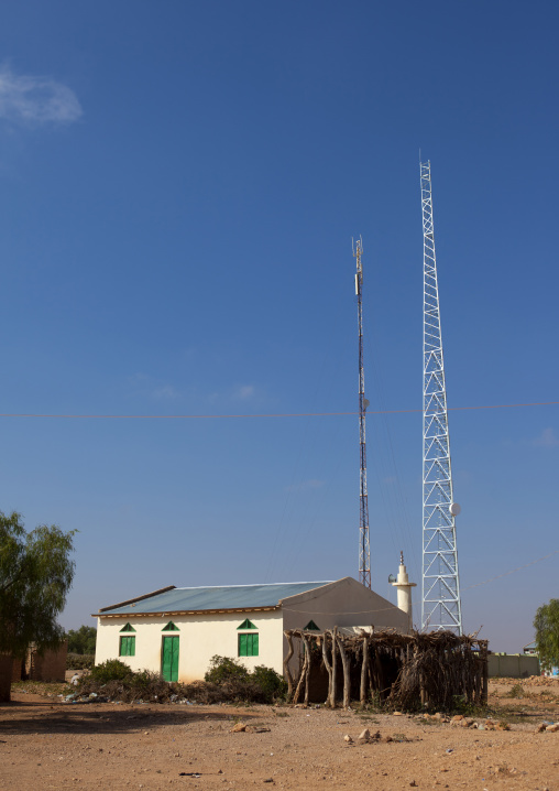 A House With Green Doors In A Desert Area Near An Antenna, Baligubadle, Somaliland