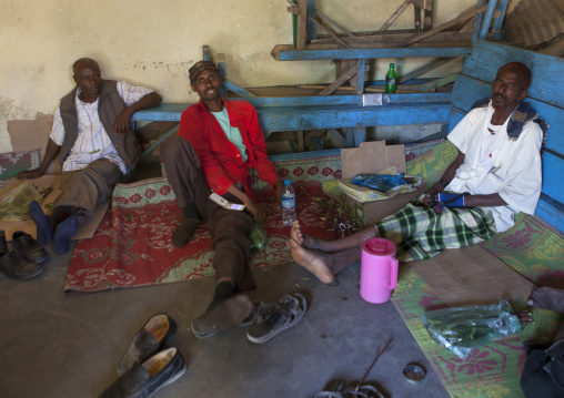 Three Senior Men Resting Indoors After They Had Khat, Boorama, Somaliland